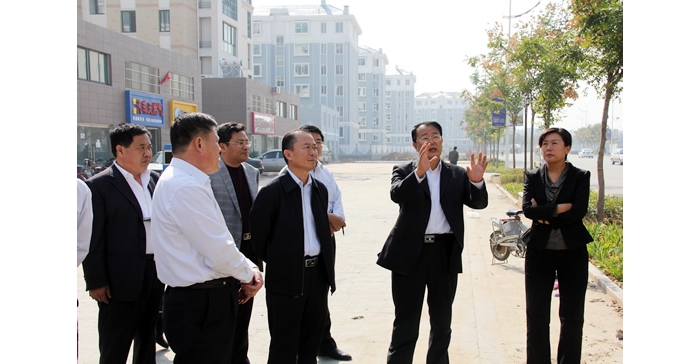 趙東升，汲進(jìn)梅，董學(xué)琛、岳耀寅督導(dǎo)檢查汶上縣“三城”同創(chuàng)工作開展情況